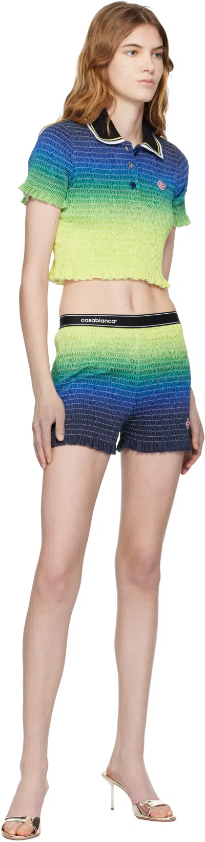 Casablanca Gradient-design Shirred-texture Shorts In Multi