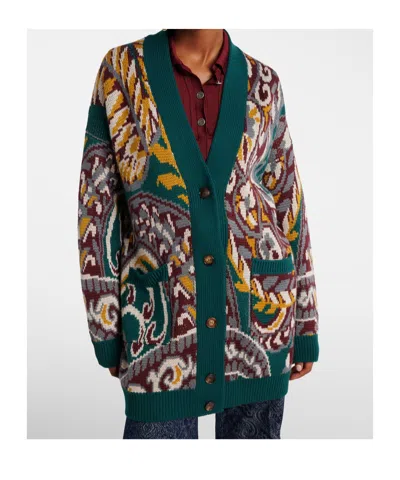 Etro Oversized Cardigan With Paisley Pattern In Multi