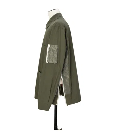 Sacai Button-down Jacket In Green