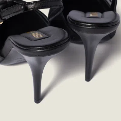 Miu Miu Chic Leather Kitten Heel Pumps With Buckle In Black