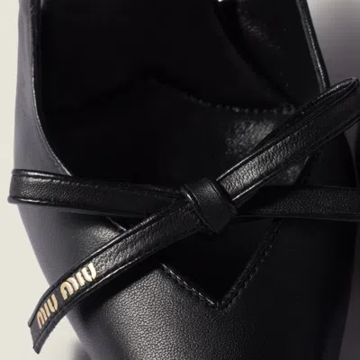 Miu Miu Chic Leather Kitten Heel Pumps With Buckle In Black