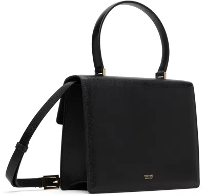 Tom Ford Black Supple Leather Aube Small Top Handle Bag In Black