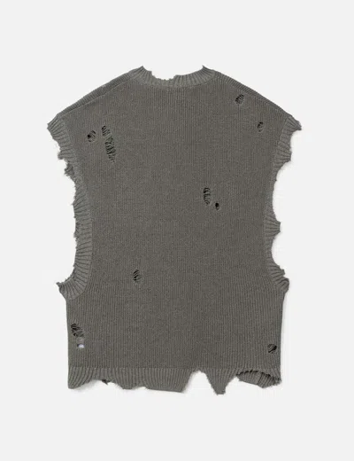 Khoki Destroyed Knit Vest In Gray