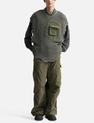 Khoki Destroyed Knit Vest In Gray