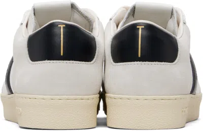 Tom Ford Panelled Suede And Grained Leather Sneakers In White