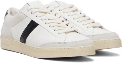 Tom Ford Panelled Suede And Grained Leather Sneakers In White