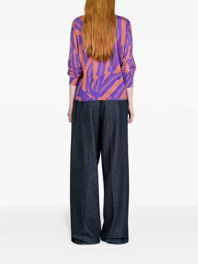 Dries Van Noten High Waist Wide Leg Belted Pleated Jeans In Blue