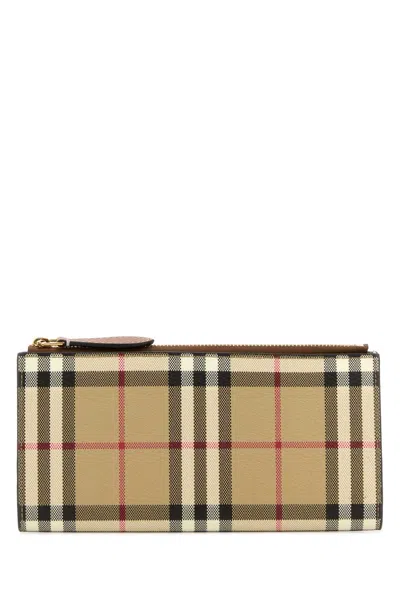 Burberry Canvas Wallet Check Pattern Rectangular Shape In Brown