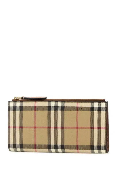 Burberry Canvas Wallet Check Pattern Rectangular Shape In Brown