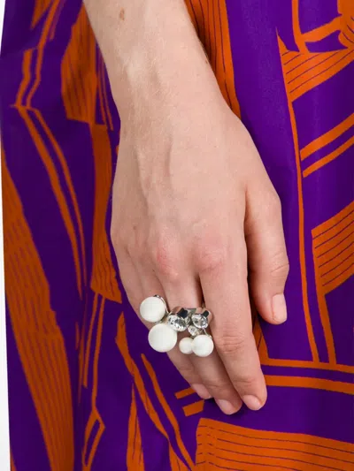 Dries Van Noten Ornamented Ring In White