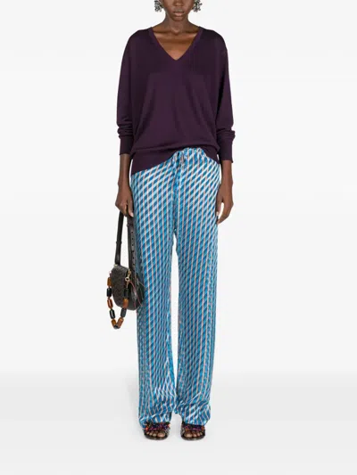 Dries Van Noten Devoré Elasticated Trousers In Blue