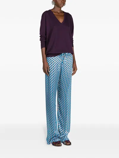 Dries Van Noten Devoré Elasticated Trousers In Blue