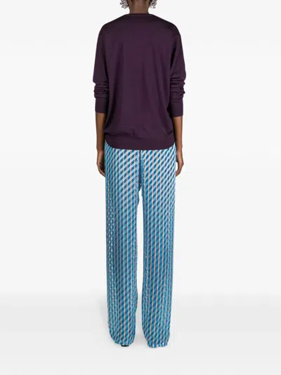 Dries Van Noten Devoré Elasticated Trousers In Blue