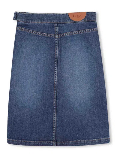 Chloé Denim Midi Skirt In Blue