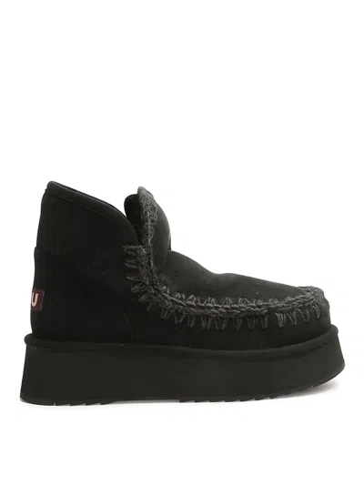 Mou Mini Eskimo Platform Ankle Boots Inside Wedge In Black