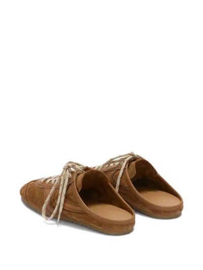 Dries Van Noten Suede Mules Rubber Sole Stitch Detailing In Brown