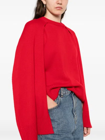 Totême Cashmere Crew Neck Knit Jumper Long Sleeves In Red