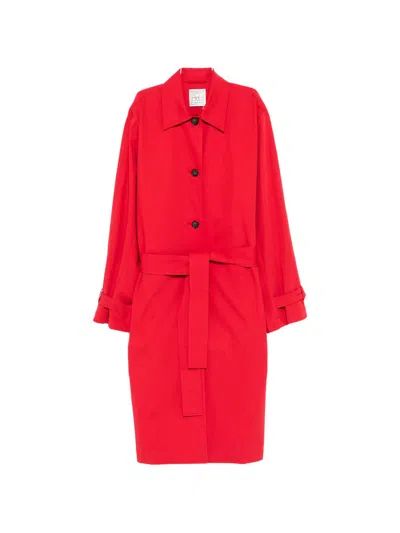 Totême Womens Poppy Light Spring Belted Cotton-poplin Trench Coat In Red