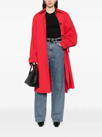 Totême Womens Poppy Light Spring Belted Cotton-poplin Trench Coat In Red