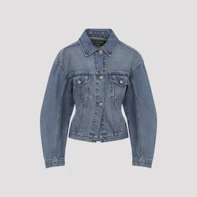 Jacquemus Classic Cotton Denim Jacket With Tailored Hem And Chest Pockets In Blue