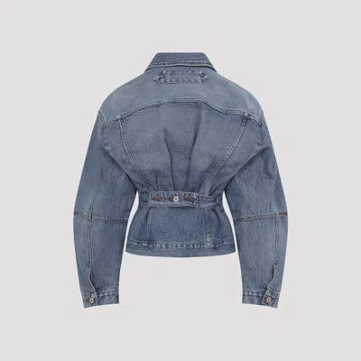 Jacquemus Classic Cotton Denim Jacket With Tailored Hem And Chest Pockets In Blue