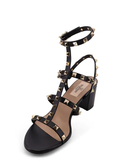 Valentino Garavani Valentino Rockstud Caged 60 Leather Ankle Strap Sandal In Black