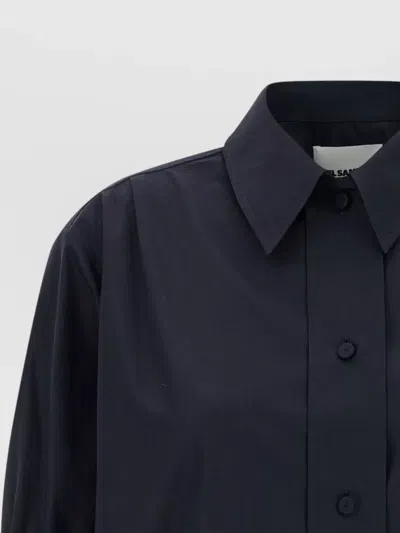 Jil Sander Cotton Shirt Short Sleeves Collared Cuffed In Blue