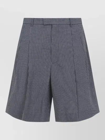 Givenchy Whiteblue Check Pattern Shorts In Gray