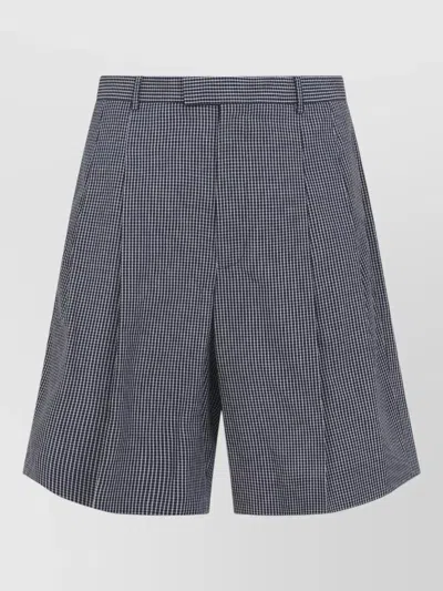Givenchy Whiteblue Check Pattern Shorts In Gray