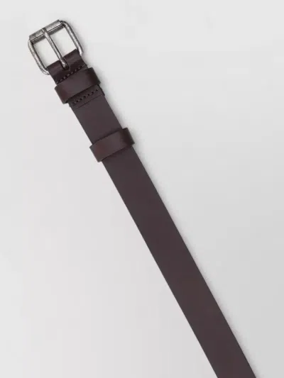 Aspesi Leather Belt Adjustable Length Multiple Holes In Brown