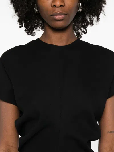 Totême Maxi Dress With Short Sleeves And Shine In Black