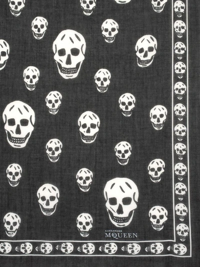 Shop Alexander Mcqueen Classic Silk Blend Skull Scarf In Black/ivory