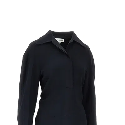 Victoria Beckham Women Black Long Sleeve Polo Collar Midi Dress, Xs Luxury Dresses For Women Darveys