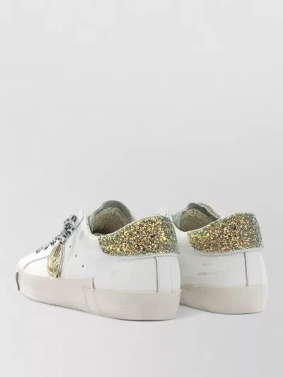 Philippe Model Sneakers Slip On Contrast Panel Glitter Heel In White