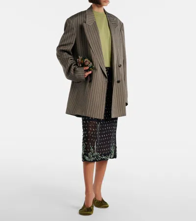 Dries Van Noten Striped Double-breasted Oversized Blazer In Multi