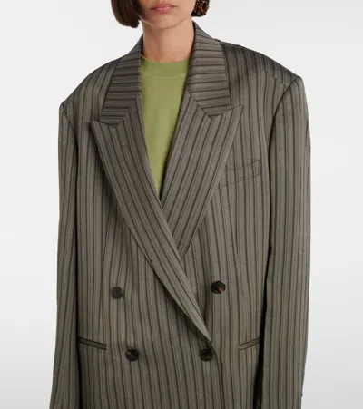 Dries Van Noten Striped Double-breasted Oversized Blazer In Multi