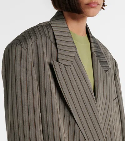 Dries Van Noten Striped Double-breasted Oversized Blazer In Multi