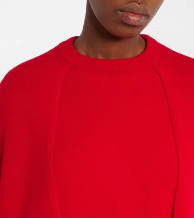 Totême Cashmere Crew Neck Knit Jumper Long Sleeves In Red