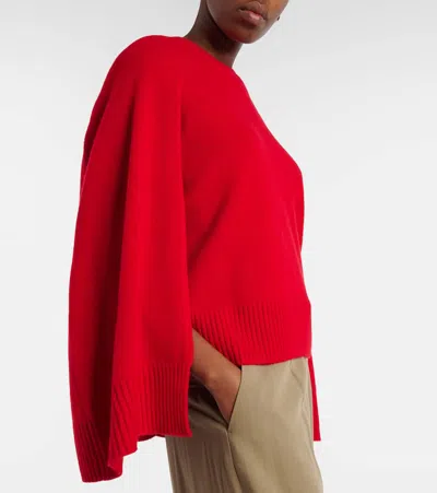 Totême Cashmere Crew Neck Knit Jumper Long Sleeves In Red