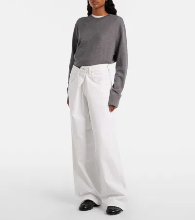 Agolde Vana Fold Wide-leg Jeans In White