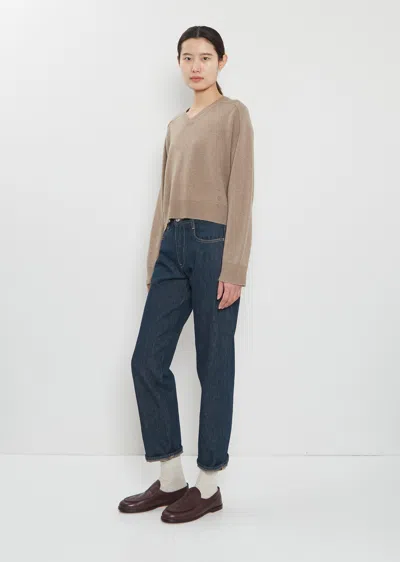 Loulou De Saison Taupe Anzor Lds Cashmere V Neck Sweater In Brown