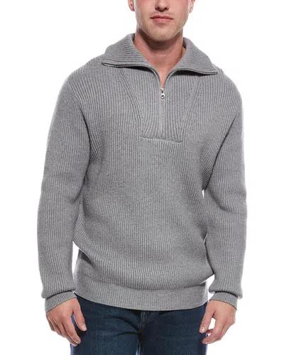 Truth Ribbed 1/-zip Mock Sweater In Gray