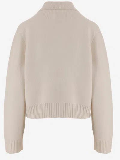 Arch4 Double-breasted Cashmere Knit Jacket In White