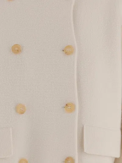Arch4 Double-breasted Cashmere Knit Jacket In White