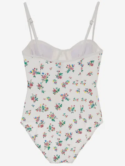 Tory Burch Floral Print One-piece Swimsuit In White