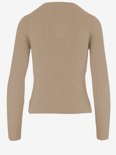 Arch4 Cashmere Ribbed Cardiga In Neutral