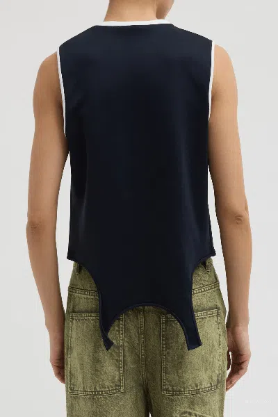 Tibi Active Knit Flip Tank In Navy In Blue