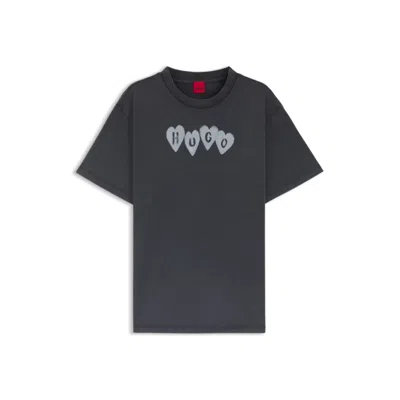 Hugo Boss Heart-logo T-shirt In Cotton Jersey In Black | ModeSens