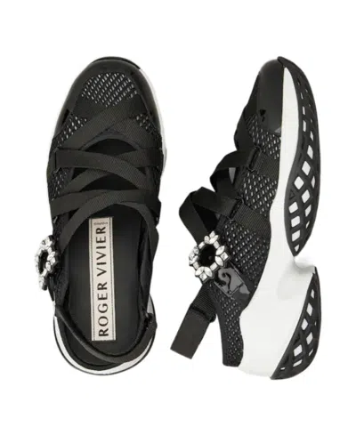 Roger Vivier Viv Run Strass Sneakers In Black