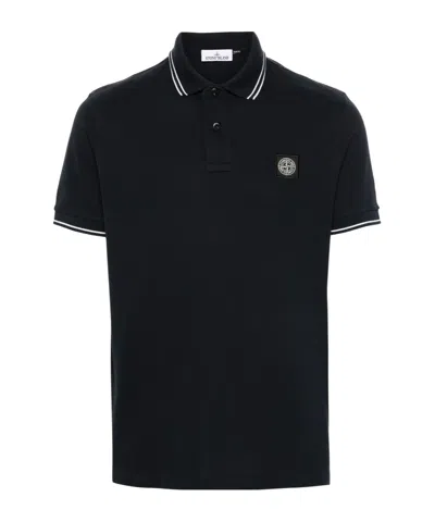 Stone Island Mens Black Brand-patch Regular-fit Stretch-cotton Polo Shirt Xl In Black